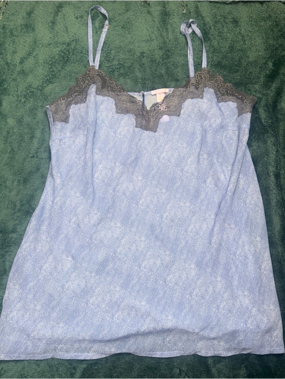 Light Blue Lace-Trim Satin Slip Dress